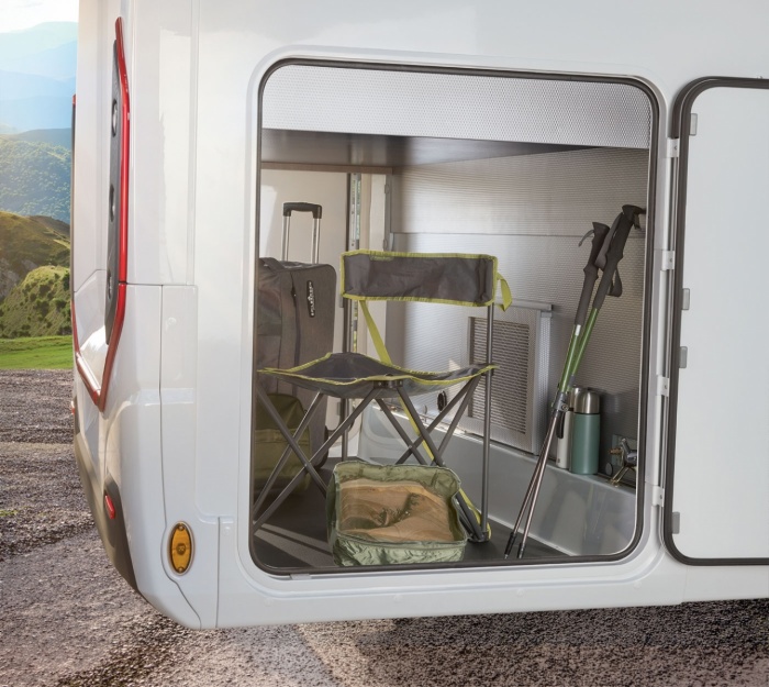 666F - Storage compartment with bed in high position